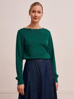 Celtic & Co. Boat Neck Pure Merino Wool Jumper, Emerald, Emerald