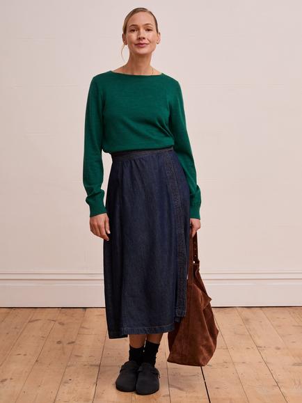 Celtic & Co. Boat Neck Pure Merino Wool Jumper, Emerald - view 2, Emerald