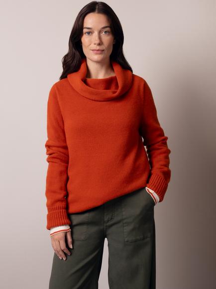 Celtic & Co. Slouch Cowl Neck Pure Wool Jumper, Orange, Orange
