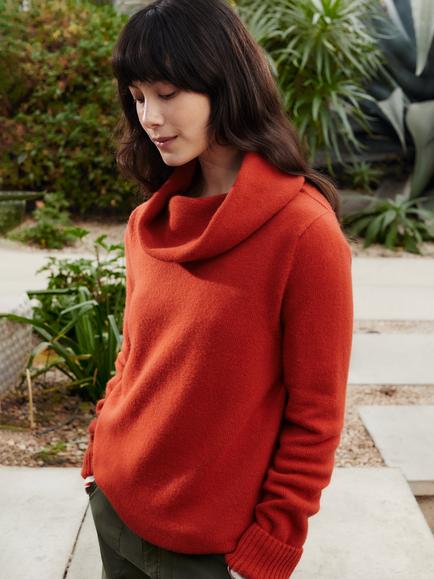 Celtic & Co. Slouch Cowl Neck Pure Wool Jumper, Orange - view 2, Orange