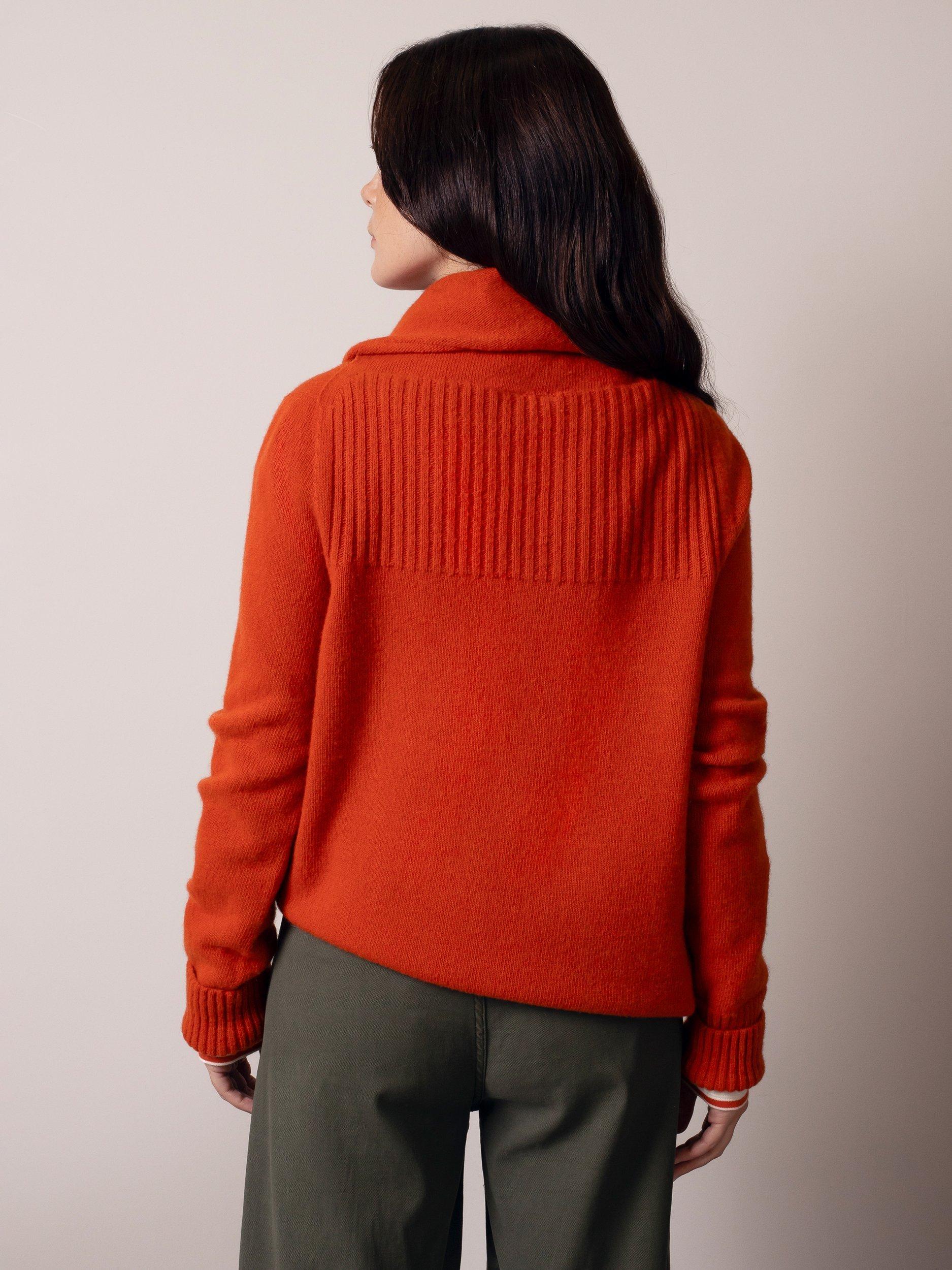 Product image 3 of 9, which shows Celtic & Co. Slouch Cowl Neck Pure Wool Jumper, Orange, XS