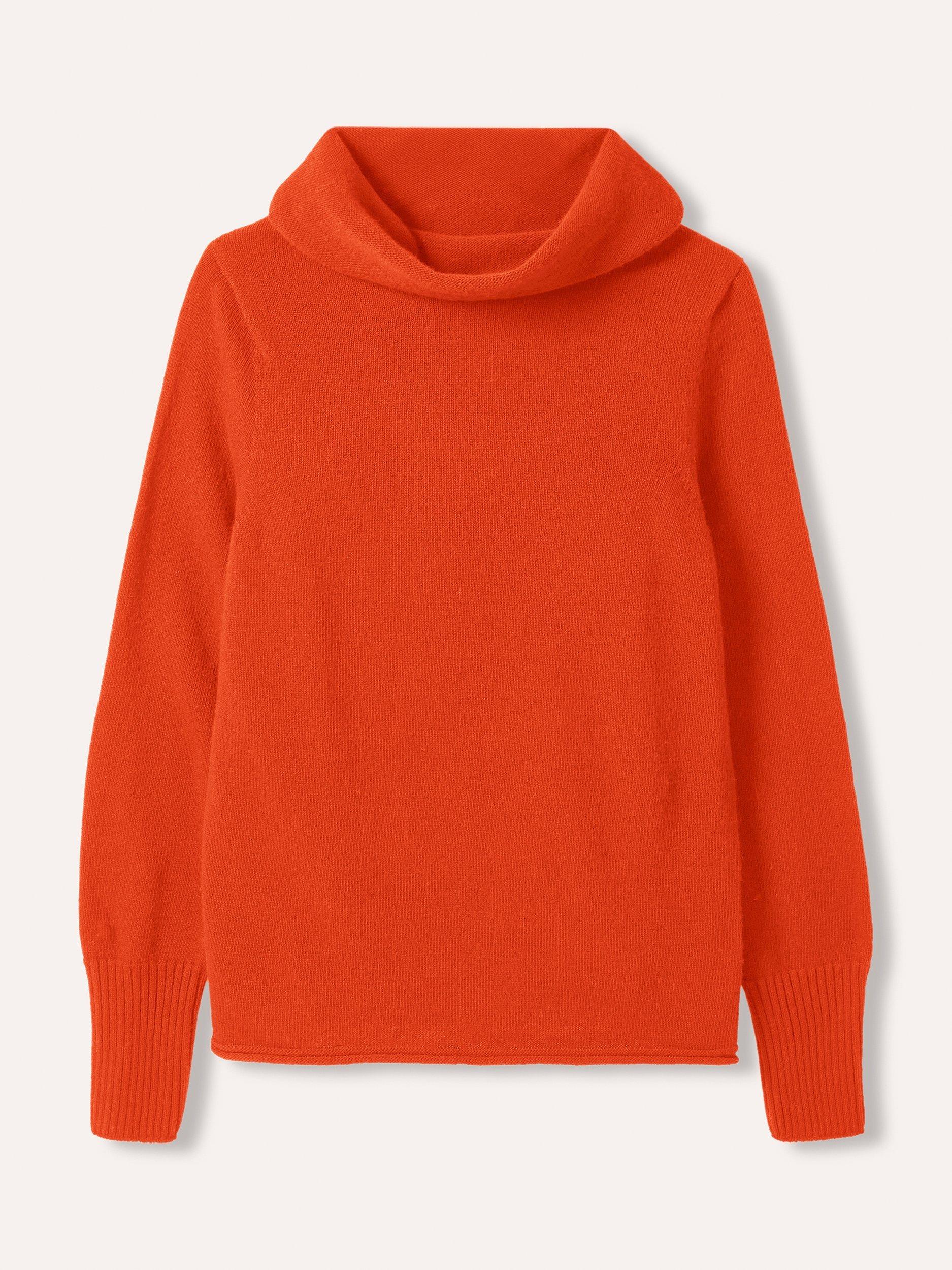 Product image 6 of 9, which shows Celtic & Co. Slouch Cowl Neck Pure Wool Jumper, Orange, XS