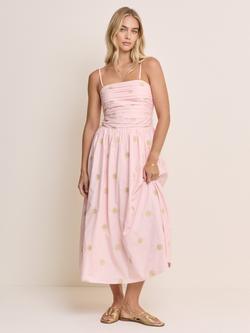 Nobody's Child Elizabeth Scarlett Alice Sleeveless Organic Cotton Midi Dress, Light Pink, Light Pink