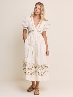 Nobody's Child Elizabeth Scarlett Saffy Embroidered Midi Dress, White, White
