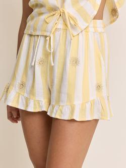 Nobody's Child Elizabeth Scarlett Tara Striped Ruffle Shorts, Yellow/White - view 2, Yellow/White