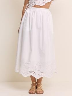 Nobody's Child Elizabeth Scarlett Sintra Broderie Organic Cotton Midi Skirt, White - view 2, White