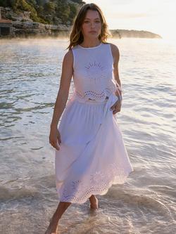 Nobody's Child Elizabeth Scarlett Sintra Broderie Organic Cotton Midi Skirt, White, White