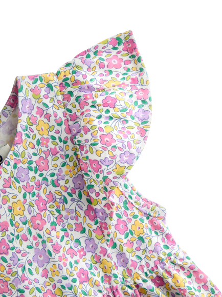 JoJo Maman Bébé Kids' Ruffle Sleeve Ditsy Floral Dress, Mid Pink - view 2, Mid Pink
