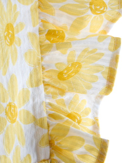 JoJo Maman Bébé Kids' V-Back Sunflower Print Frill Dress, Bright Yellow - view 2, Bright Yellow