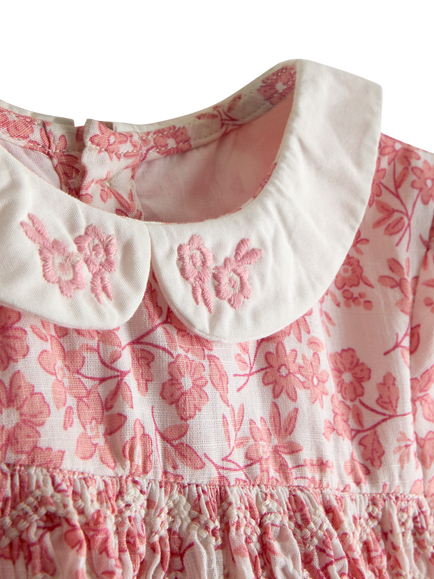 JoJo Maman Bébé Kids' Garden Floral Smocked Dress, Light Pink - view 2, Light Pink
