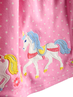 JoJo Maman Bébé Kids' Appliqué Flutter Sleeve Dress, Bright Pink - view 2, Bright Pink