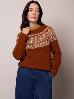 Celtic & Co. Fair Isle Yoke Pure Wool Jumper, Rust, Rust
