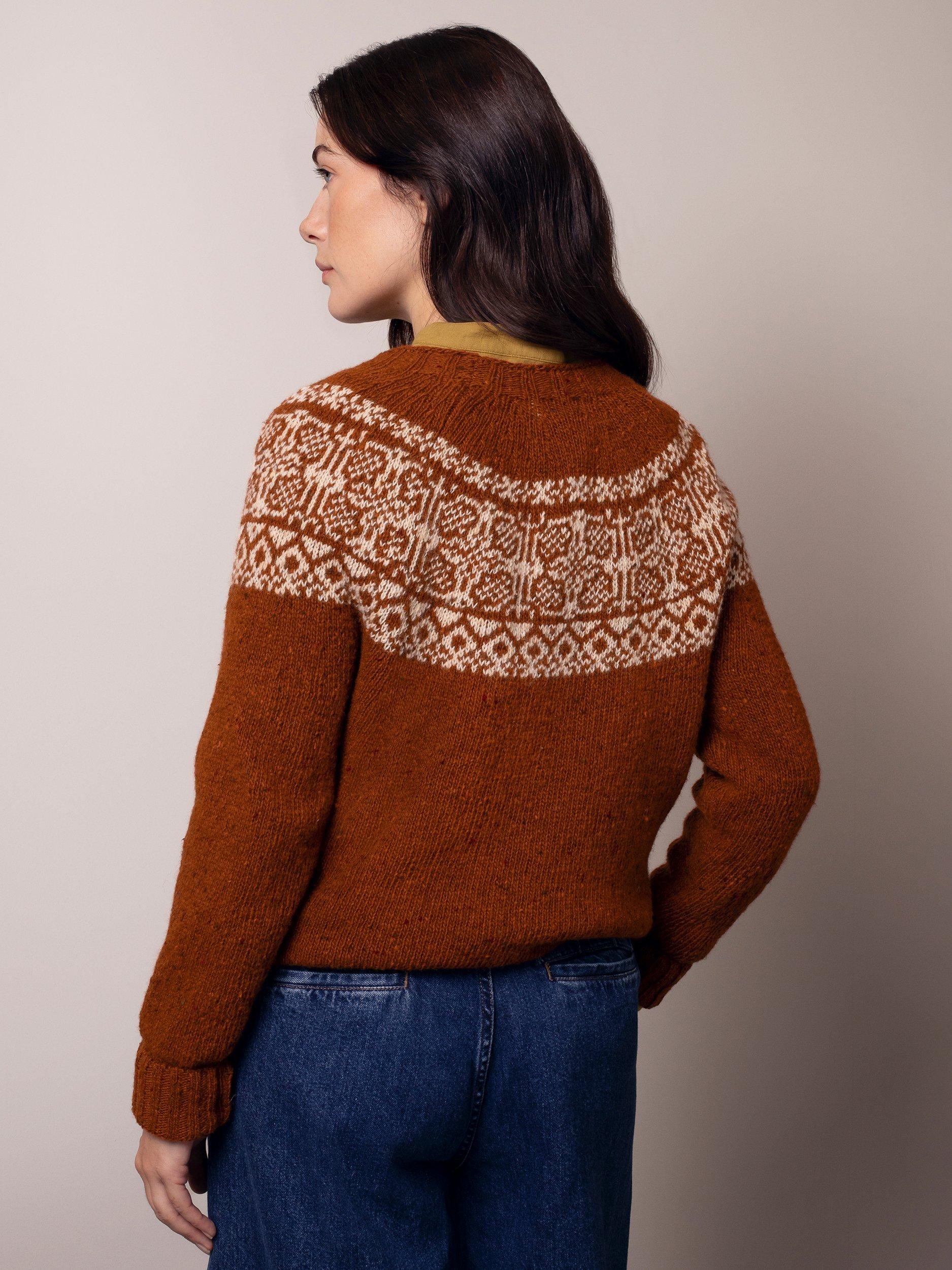 Product image 2 of 6, which shows Celtic & Co. Fair Isle Yoke Pure Wool Jumper, Rust, XS
