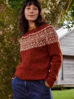 Celtic & Co. Fair Isle Yoke Pure Wool Jumper, Rust - view 2, Rust