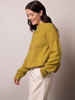 Celtic & Co. Textured Yoke Wool Rich Jumper, Yellow, Yellow