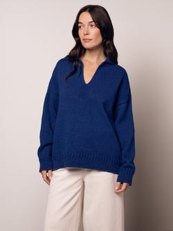 Celtic & Co. Collared Smock Wool Rich Jumper, Blue Ink, Blue Ink