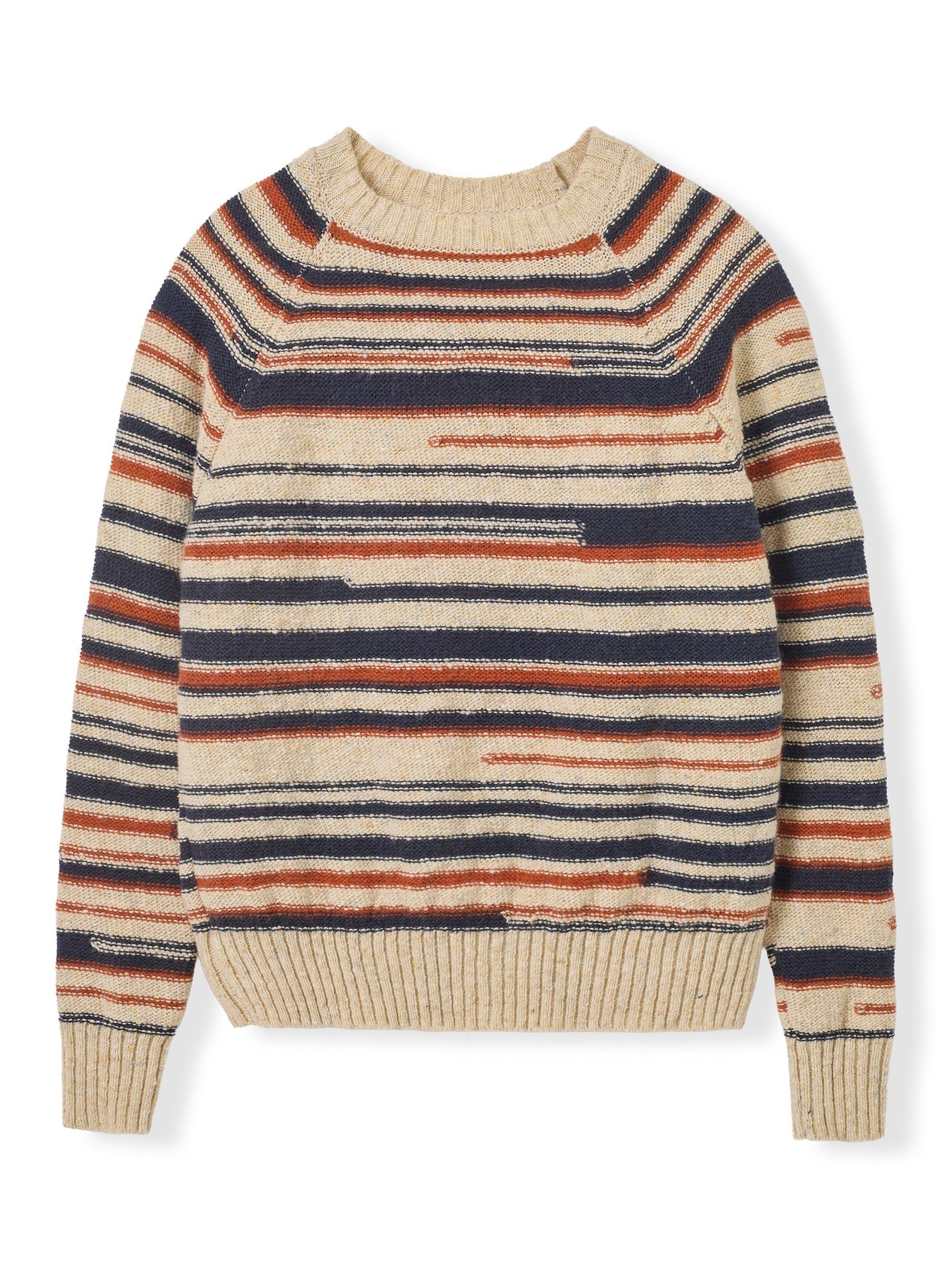Product image 5 of 7, which shows Celtic & Co. Stripe Yarn Pure Wool Jumper, Beige/Multi, XS