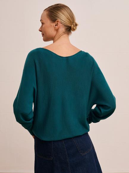 Celtic & Co. Fine Knit Dolman Pure Merino Wool Jumper, Teal - view 2, Teal