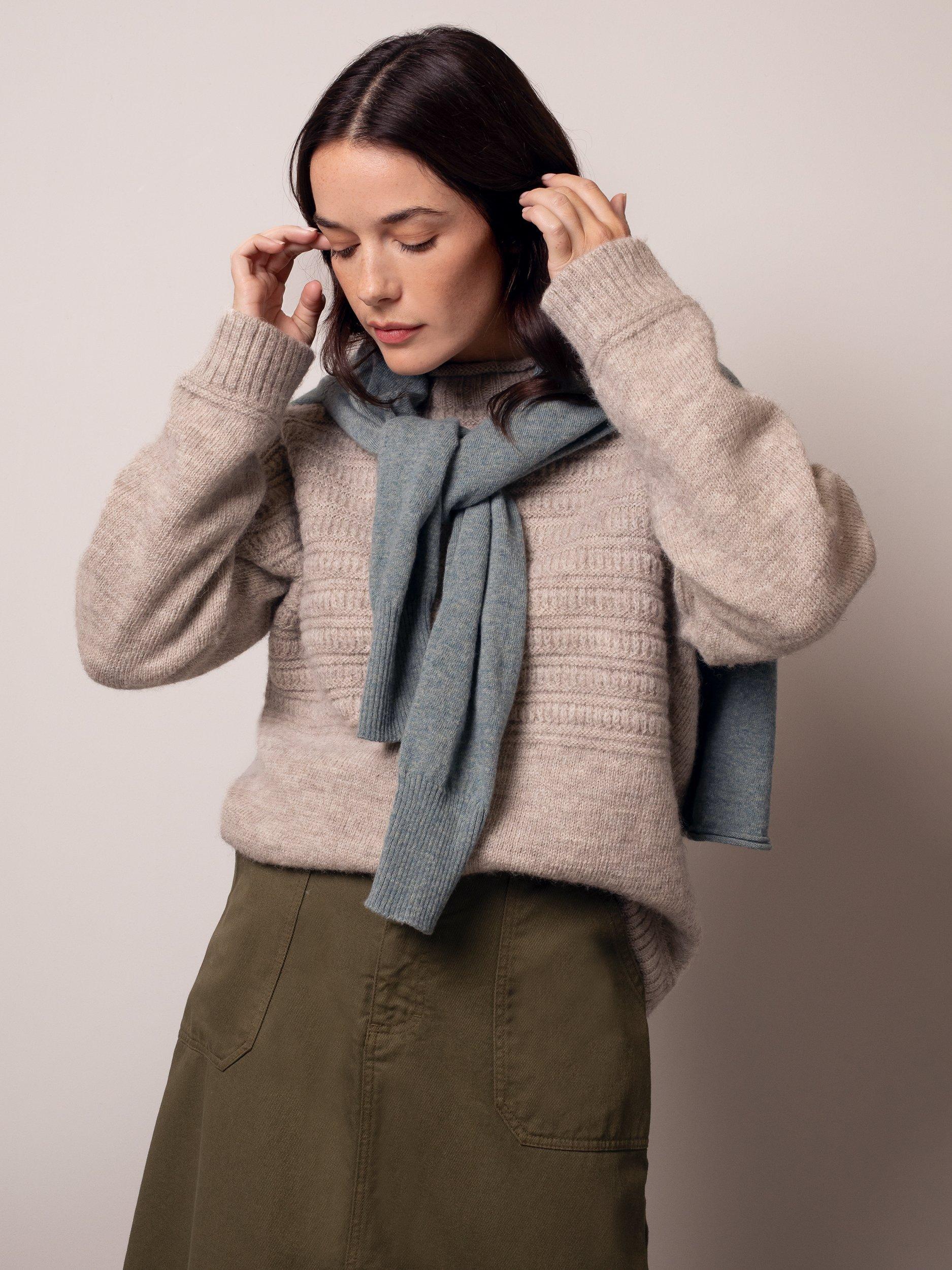 Product image 2 of 9, which shows Celtic & Co. Heritage Gansey Pure Wool Jumper, Taupe, XS