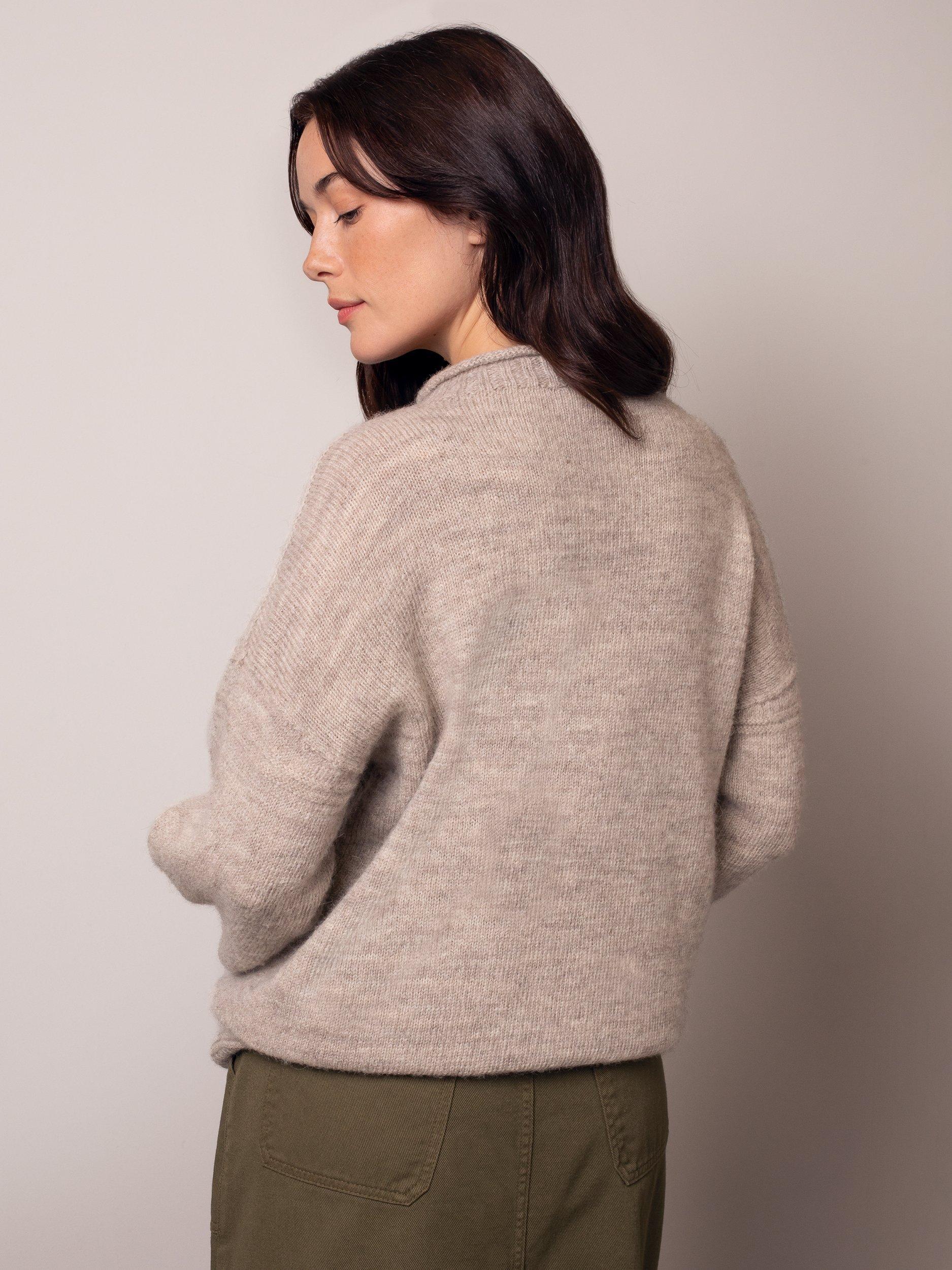 Product image 3 of 9, which shows Celtic & Co. Heritage Gansey Pure Wool Jumper, Taupe, XS