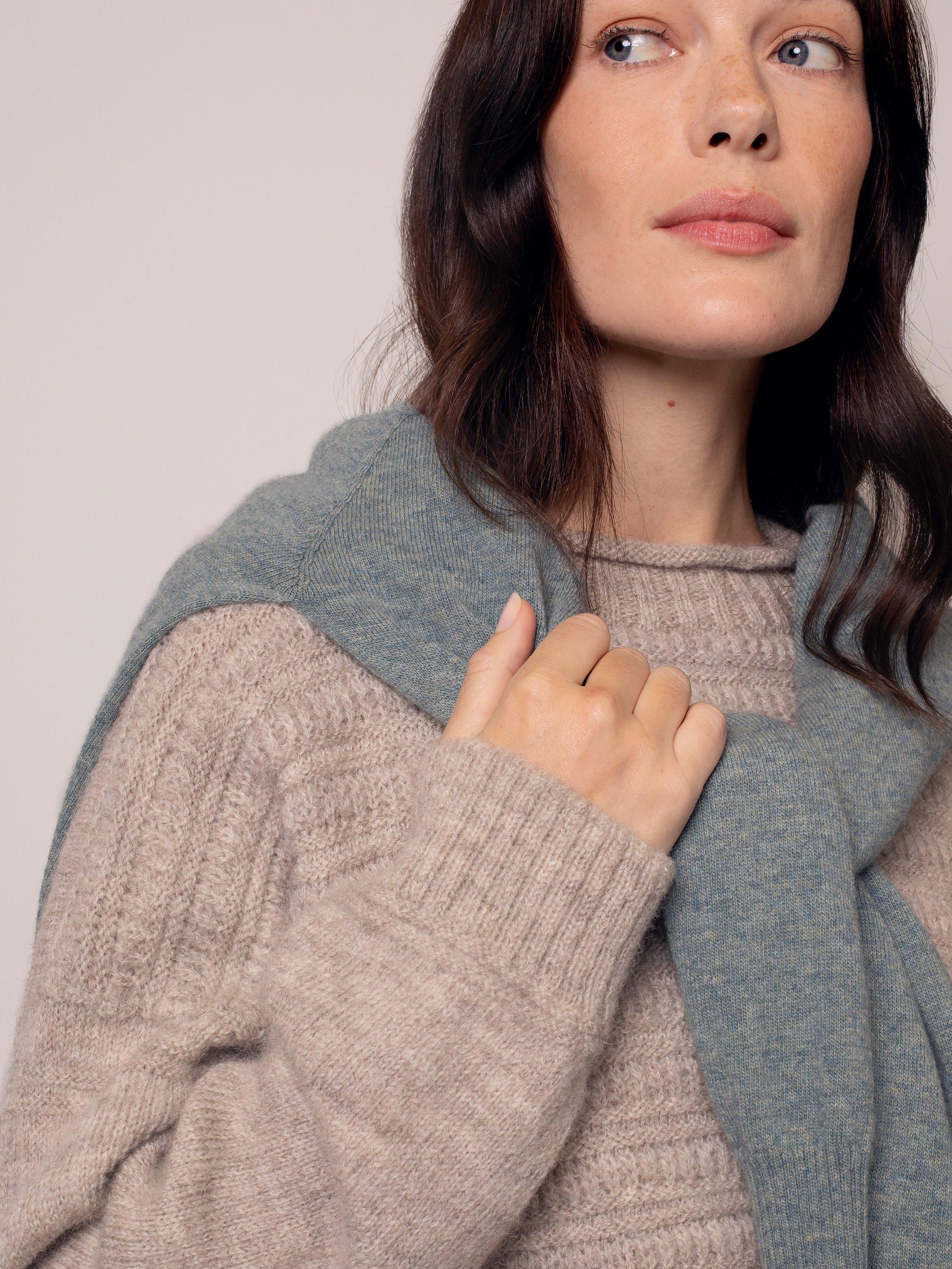 Product image 6 of 9, which shows Celtic & Co. Heritage Gansey Pure Wool Jumper, Taupe, XS