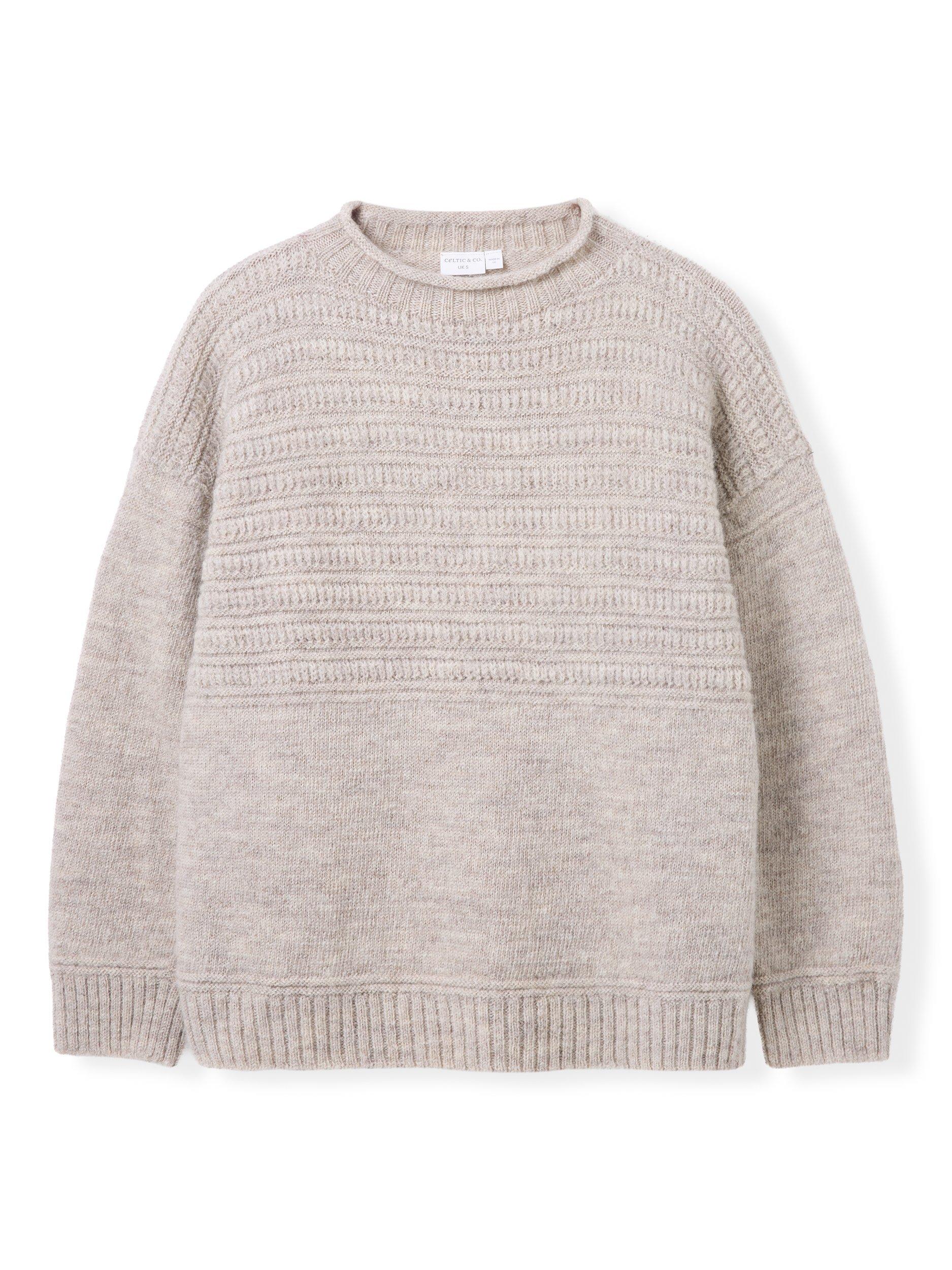 Product image 7 of 9, which shows Celtic & Co. Heritage Gansey Pure Wool Jumper, Taupe, XS
