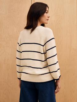 Celtic & Co. Crew Neck Breton Stripe Jumper, Ecru - view 2, Ecru