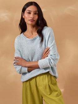 Celtic & Co. Boat Neck Fleck Yarn Jumper, Sky Blue, Sky Blue