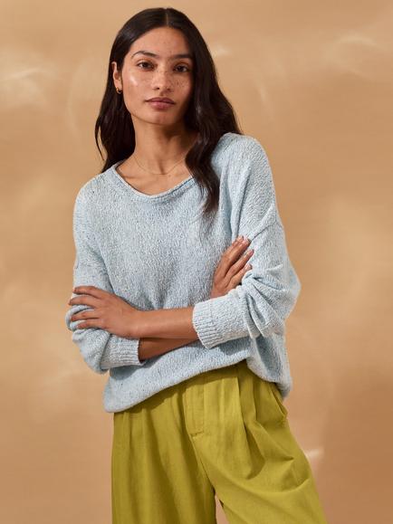 Celtic & Co. Boat Neck Fleck Yarn Jumper, Sky Blue, Sky Blue
