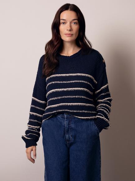 Celtic & Co. Breton Stripe Jumper, Navy/Ecru, Navy/Ecru