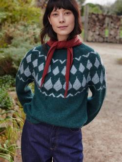 Celtic & Co. Diamond Yoke Wool Rich Jumper, Green - view 2, Green