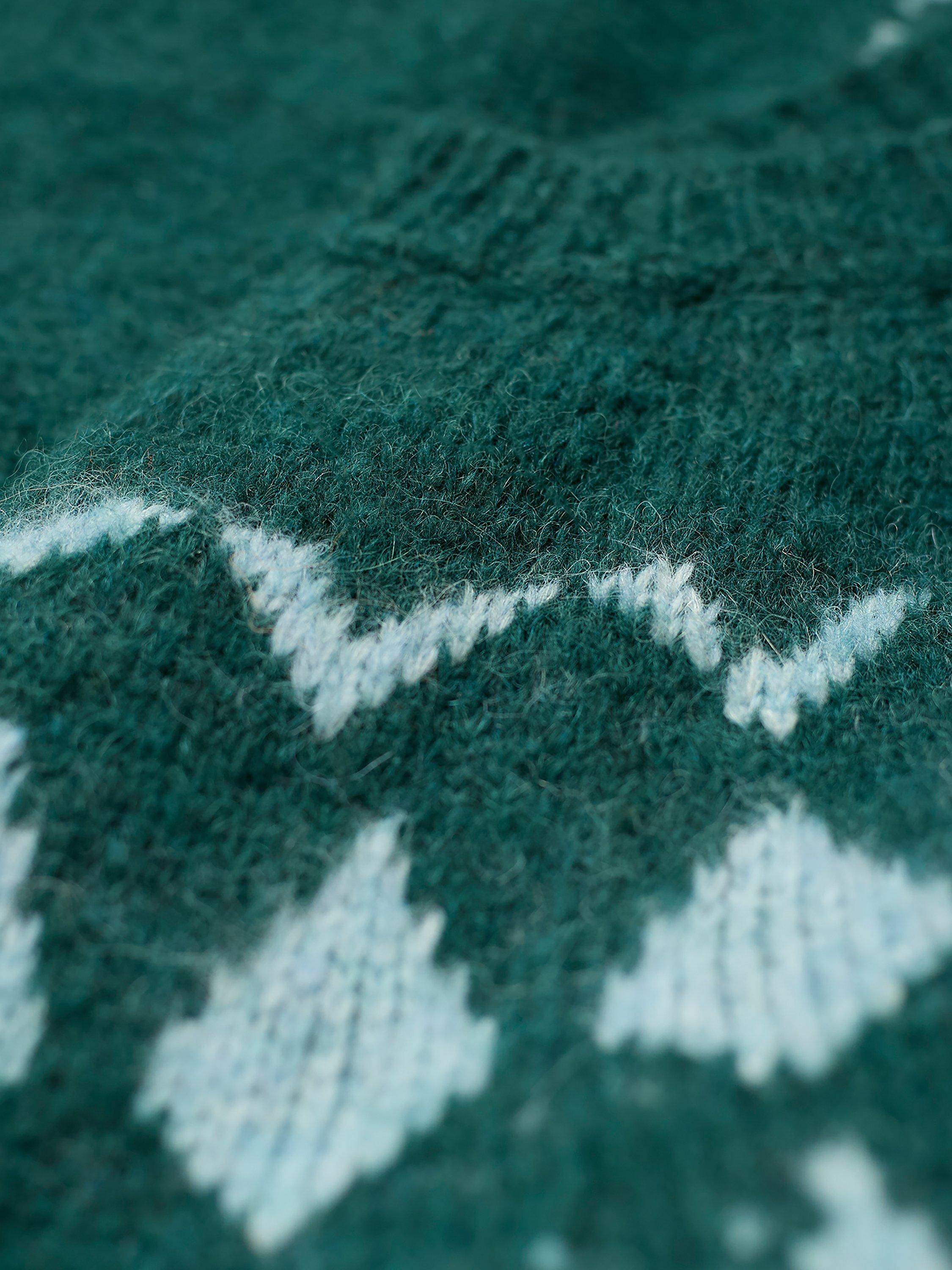 Product image 4 of 4, which shows Celtic & Co. Diamond Yoke Wool Rich Jumper, Green, XS