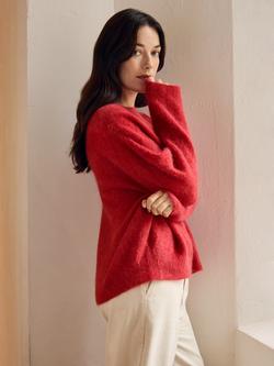 Celtic & Co. Crew Neck Boxy Wool Rich Jumper - view 2, Red Orange