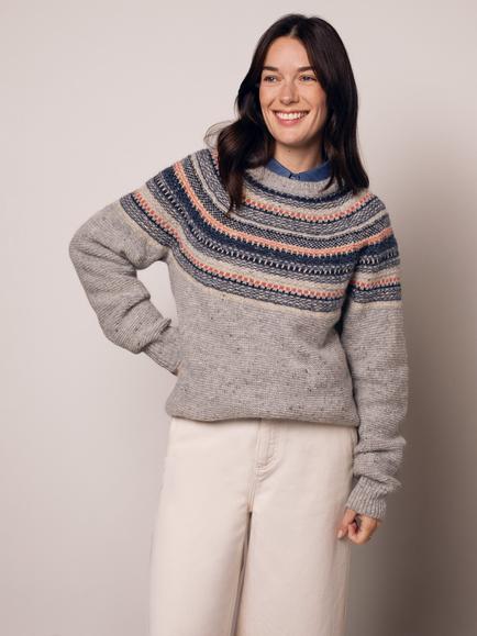 Celtic & Co. Fair Isle Yoke Pure Wool Jumper, Skylight Multi, Skylight Multi