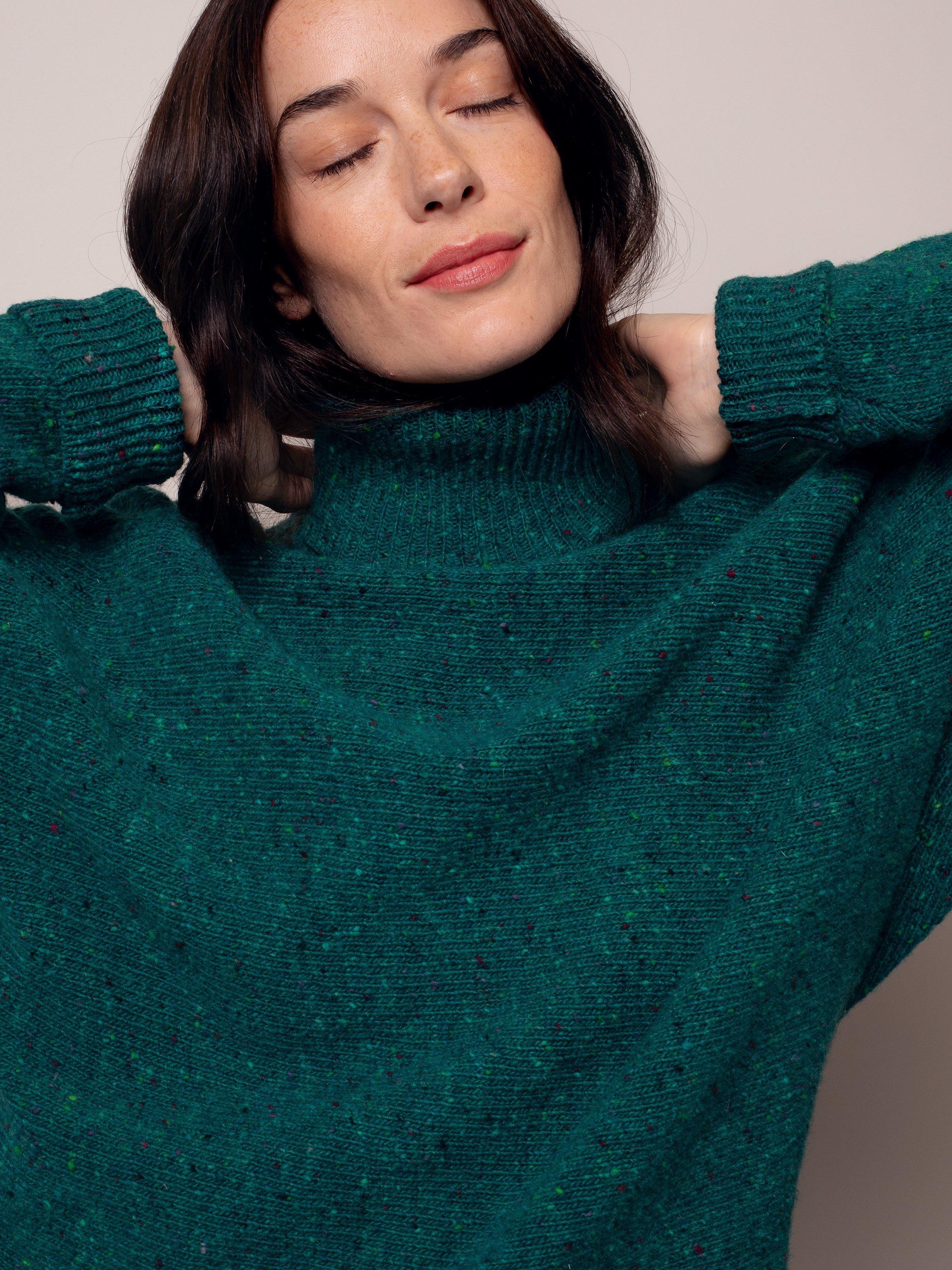 Product image 2 of 6, which shows Celtic & Co. Colour Block Stripe Pure Wool Jumper, Emerald, XS