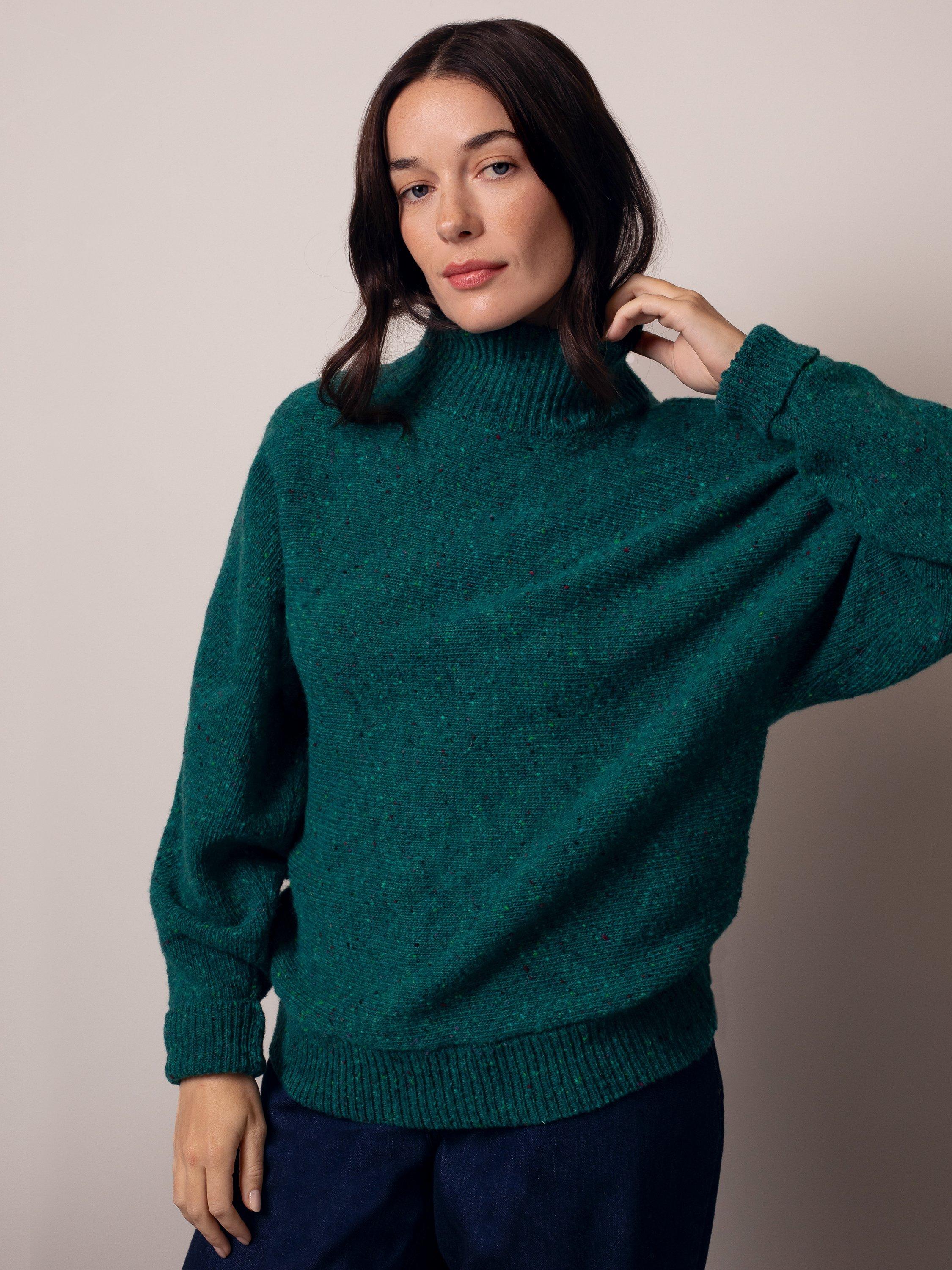 Product image 4 of 6, which shows Celtic & Co. Colour Block Stripe Pure Wool Jumper, Emerald, XS