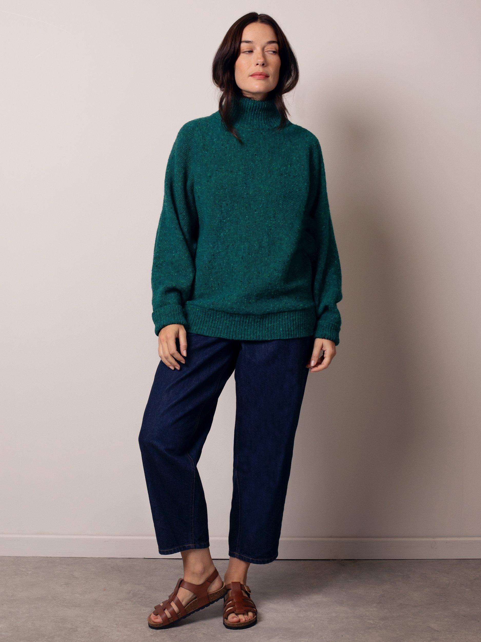 Product image 5 of 6, which shows Celtic & Co. Colour Block Stripe Pure Wool Jumper, Emerald, XS