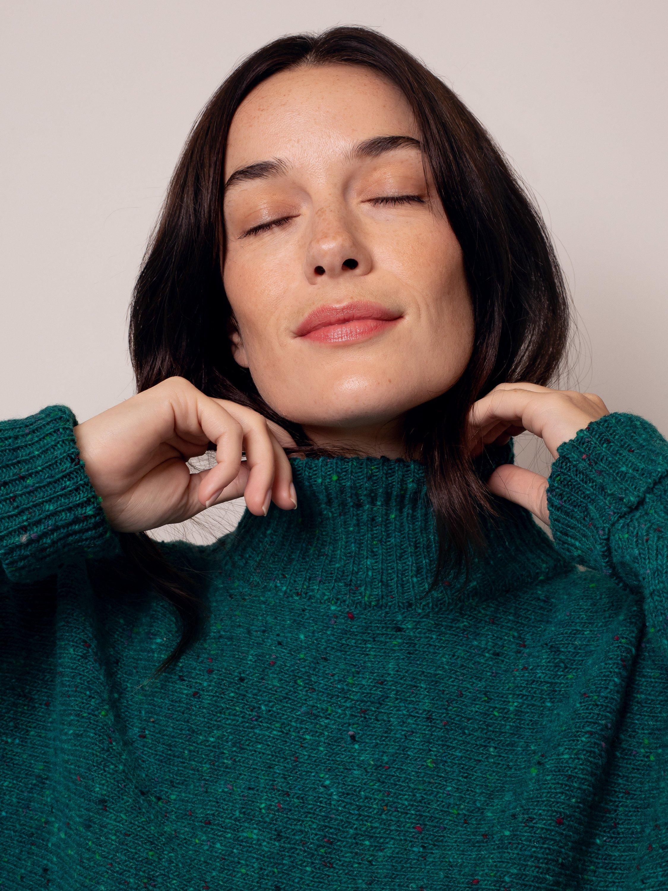 Product image 6 of 6, which shows Celtic & Co. Colour Block Stripe Pure Wool Jumper, Emerald, XS