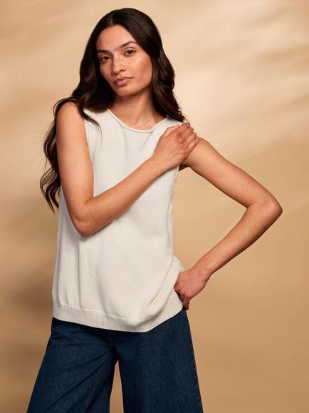 Celtic & Co. Relaxed Fit Vest Top, Ecru, Ecru