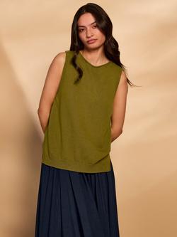 Celtic & Co. Roll Edge Trim Hemp Blend Knit Top, Olive, Olive