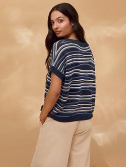 Celtic & Co. Landscape Stripe Boxy Top, Navy/Multi - view 2, Navy/Multi