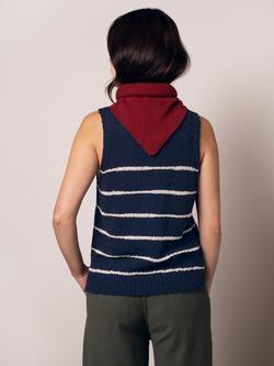 Celtic & Co. Linen Blend Stripe Vest Top, Navy/Ecru - view 2, Navy/Ecru