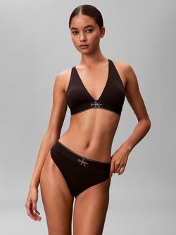 Calvin Klein Graphic Monogram Microfibre Stretch Thong, Black - view 2, Black