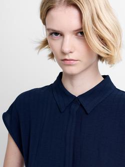 French Connection Codie Pleated Peplum Top, Navy - view 2, Navy