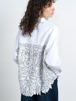 French Connection Lotta Floral Cutwork Back Shirt, White/Khaki - view 2, White/Khaki