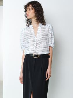 French Connection Imme Shadow Check Popover Shirt, Summer White, Summer White