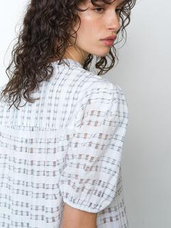 French Connection Imme Shadow Check Popover Shirt, Summer White - view 2, Summer White