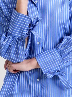 French Connection Cambria Stripe Bow Shirt, Azure Blue - view 2, Azure Blue
