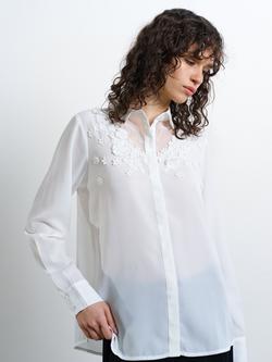 French Connection Mila 3D Floral Shirt, White, White