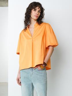 French Connection Sindey Puff Sleeve Shirt, Apricot, Apricot